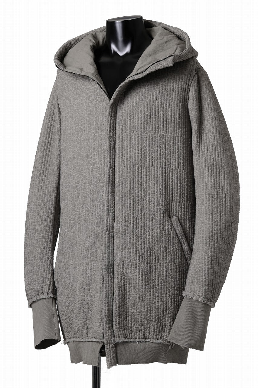 daub HOODIE LONG PARKA / DYEING PADDED FABRIC (GREY) - Image 4