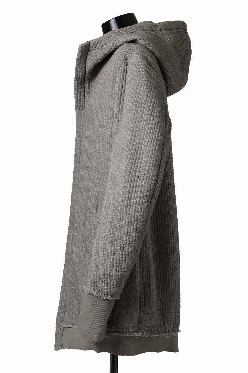 daub HOODIE LONG PARKA / DYEING PADDED FABRIC (GREY) - Image 5