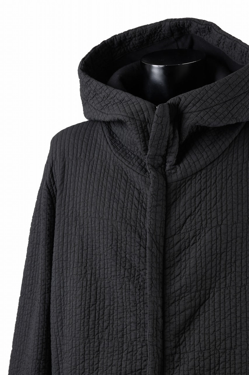 daub HOODIE LONG PARKA / DYEING PADDED FABRIC (BLACK) - Image 10