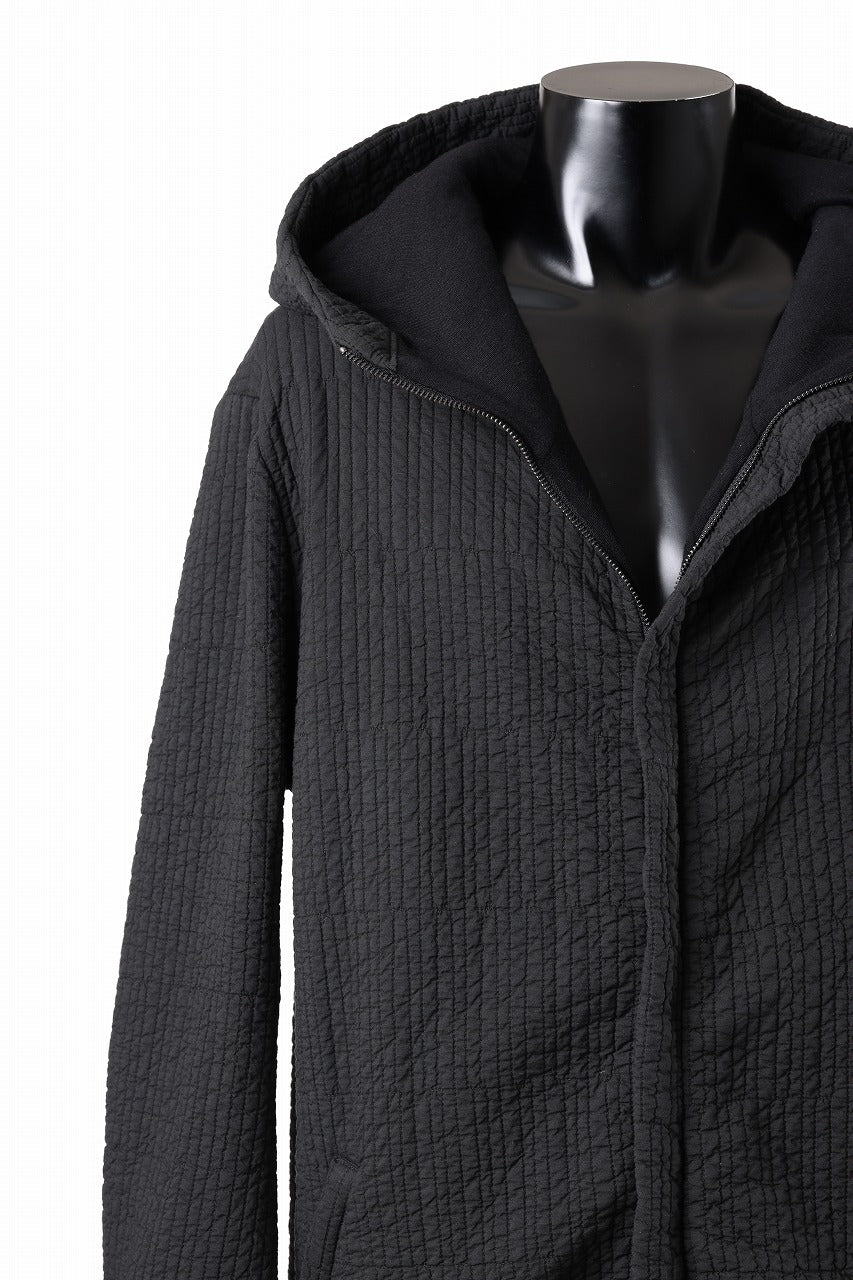 daub HOODIE LONG PARKA / DYEING PADDED FABRIC (BLACK) - Image 13