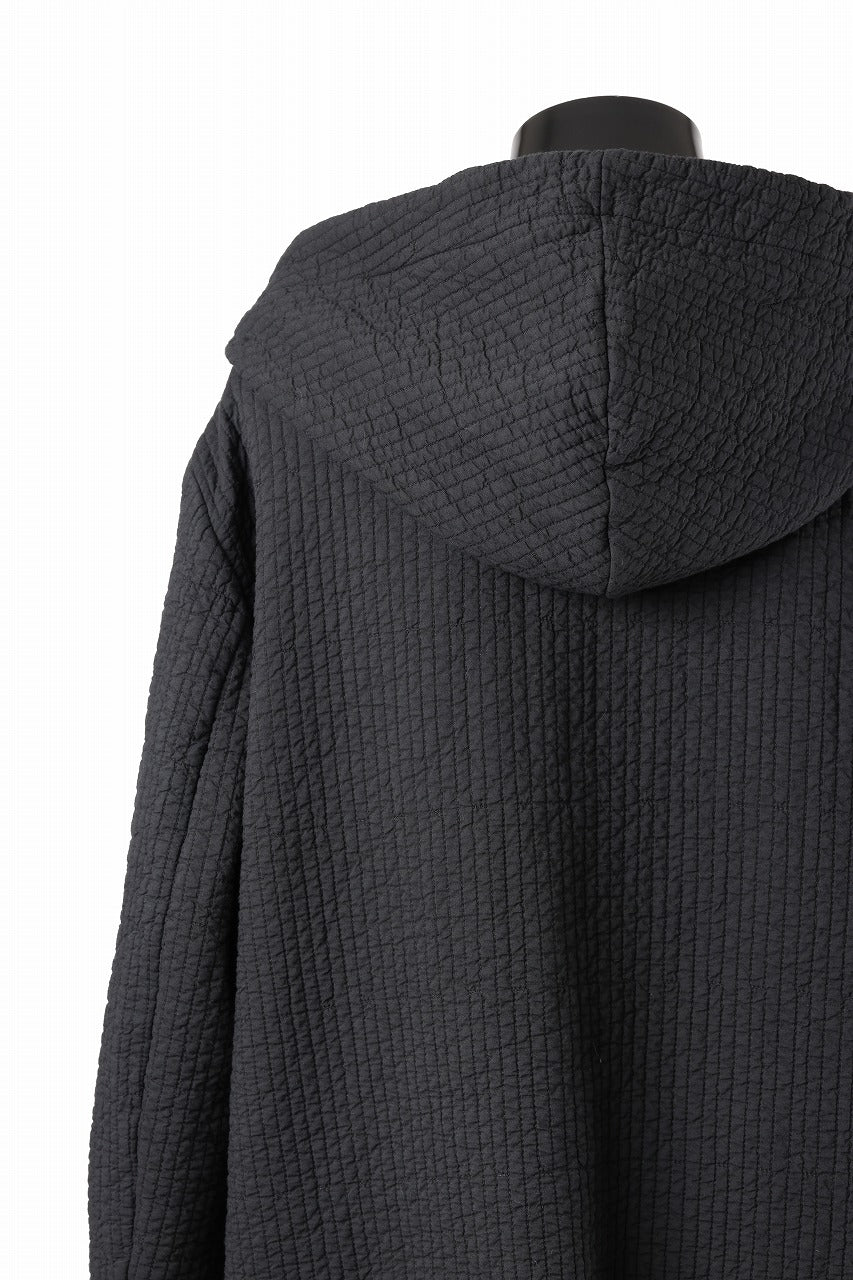 daub HOODIE LONG PARKA / DYEING PADDED FABRIC (BLACK) - Image 18