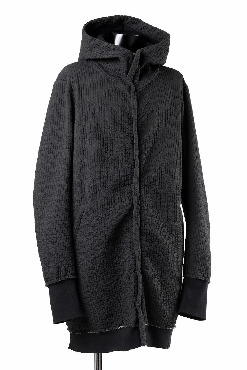 daub HOODIE LONG PARKA / DYEING PADDED FABRIC (BLACK) - Image 2