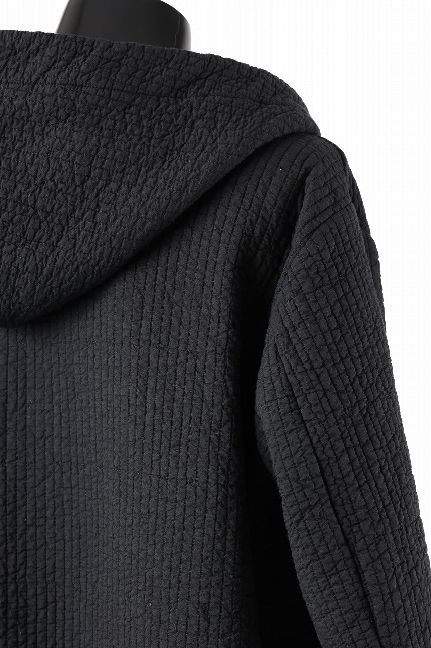 daub HOODIE LONG PARKA / DYEING PADDED FABRIC (BLACK) - Image 20