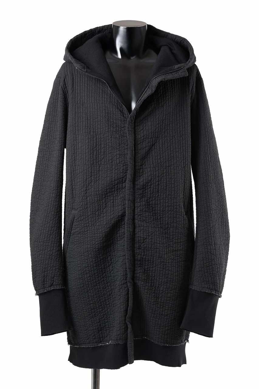 daub HOODIE LONG PARKA / DYEING PADDED FABRIC (BLACK) - Image 3