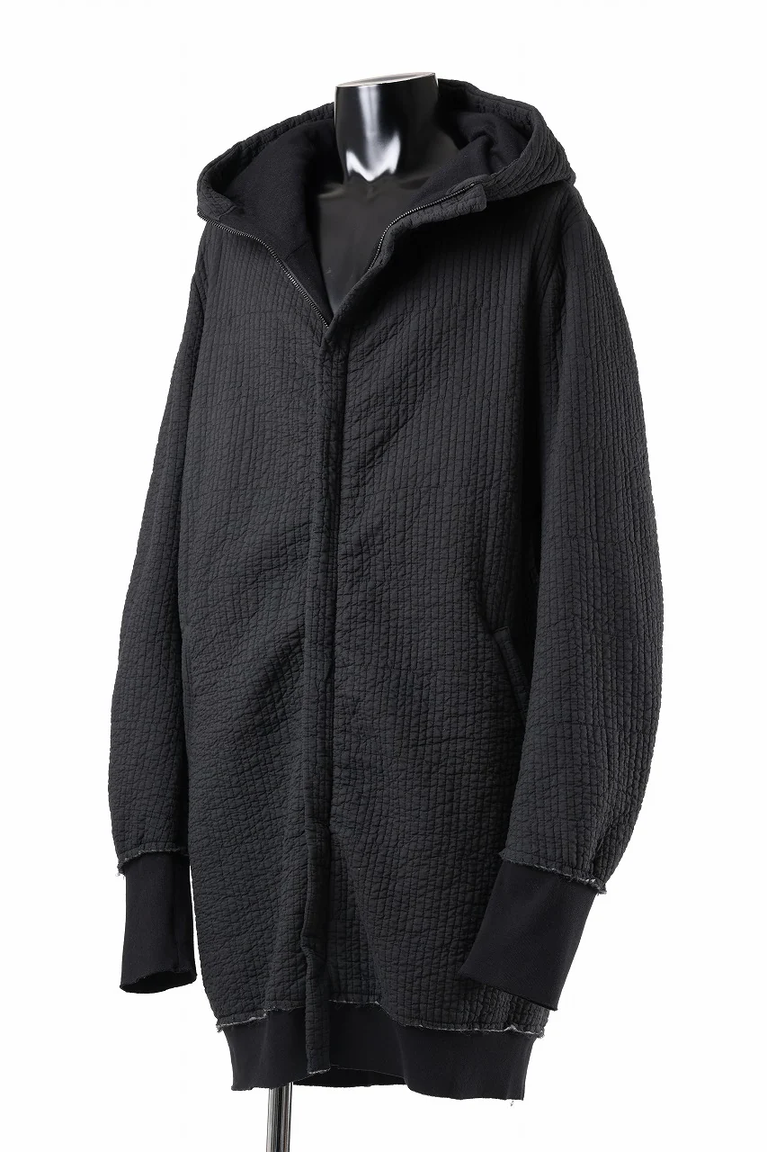 daub HOODIE LONG PARKA / DYEING PADDED FABRIC (BLACK) - Image 4