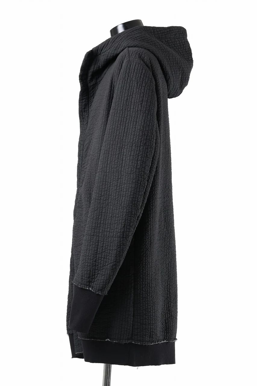 daub HOODIE LONG PARKA / DYEING PADDED FABRIC (BLACK) - Image 5