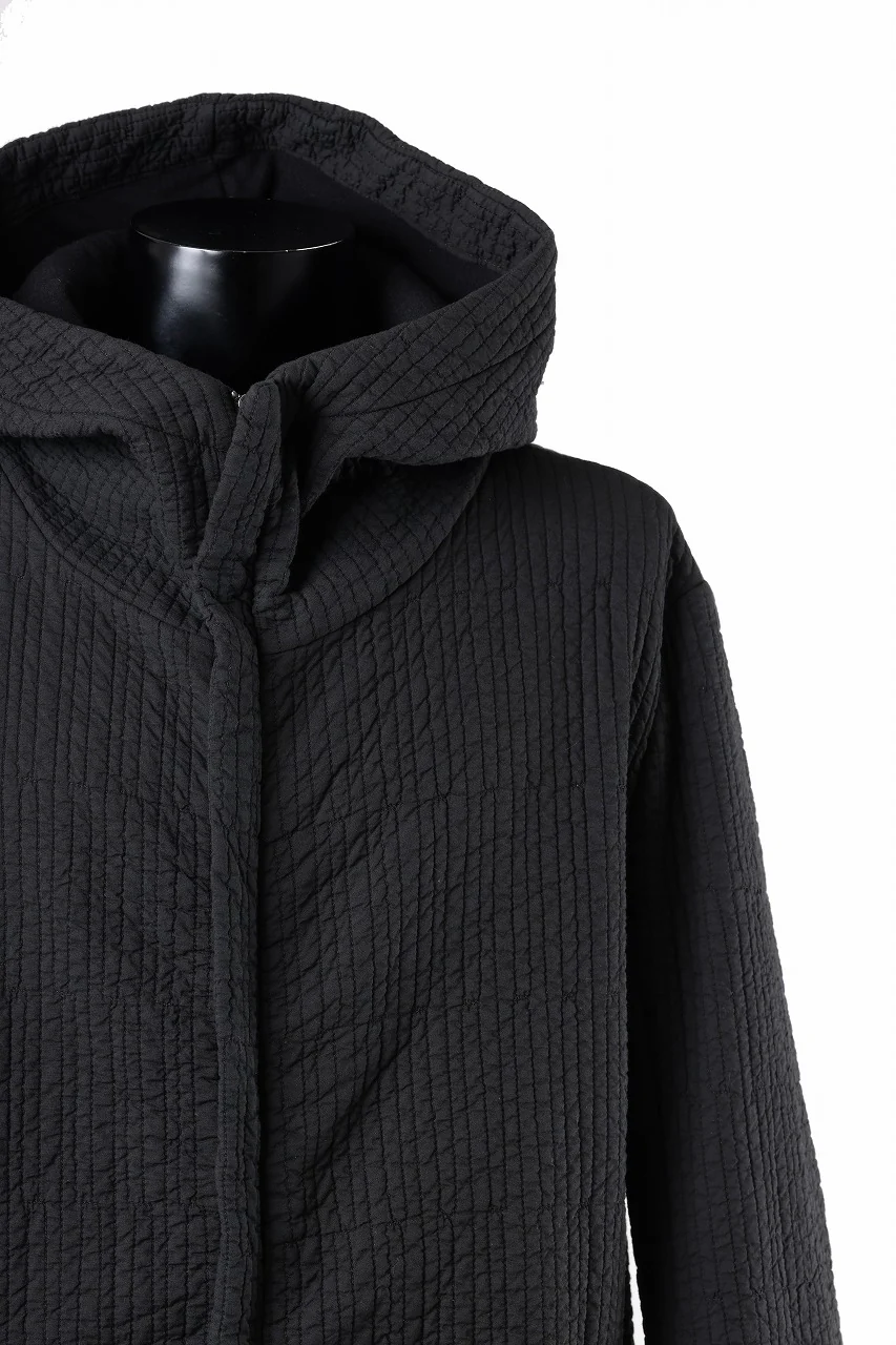 daub HOODIE LONG PARKA / DYEING PADDED FABRIC (BLACK) - Image 9