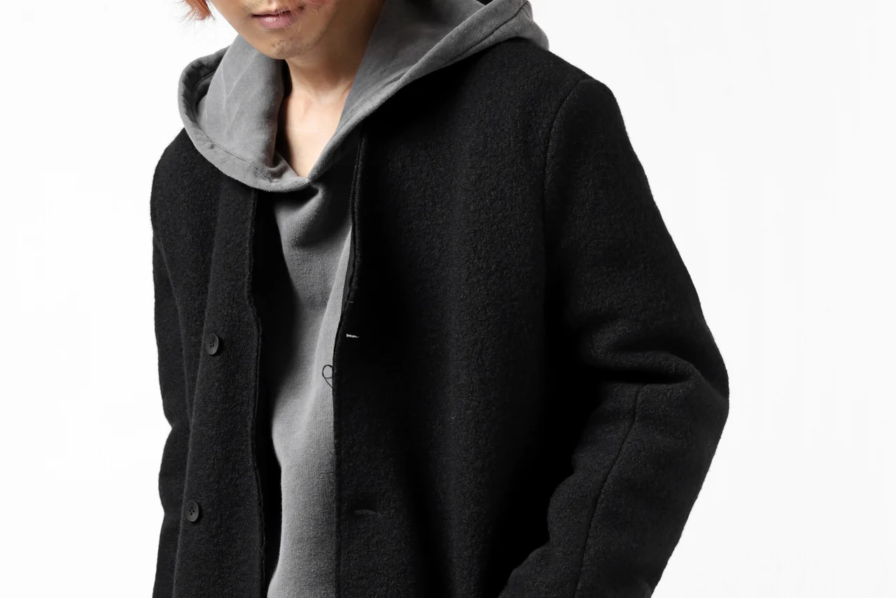 daub LAPELLESS COAT / VIRGIN WOOL (BLACK) - Image 49