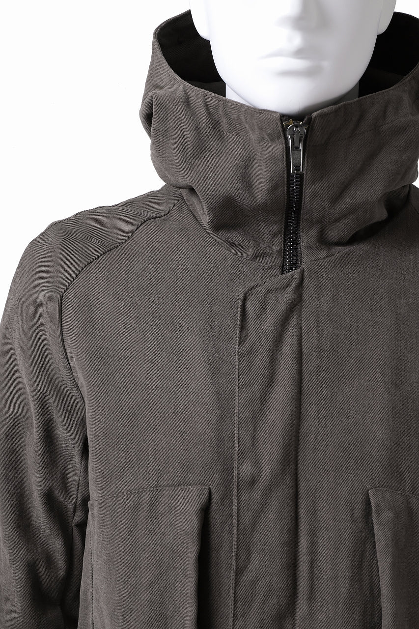 daub PADDED MT-HOOD JACKET / SOFT COTTON TWILL (KHAKI GREY) - Image 10