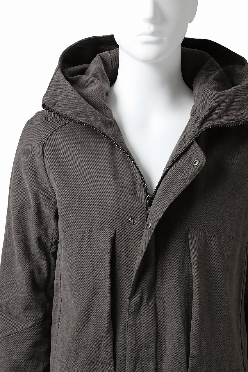 daub PADDED MT-HOOD JACKET / SOFT COTTON TWILL (KHAKI GREY) - Image 11