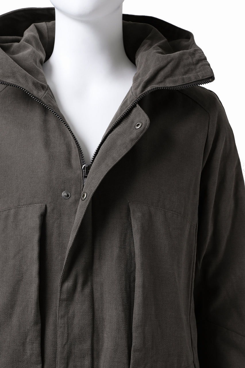 daub PADDED MT-HOOD JACKET / SOFT COTTON TWILL (KHAKI GREY) - Image 12