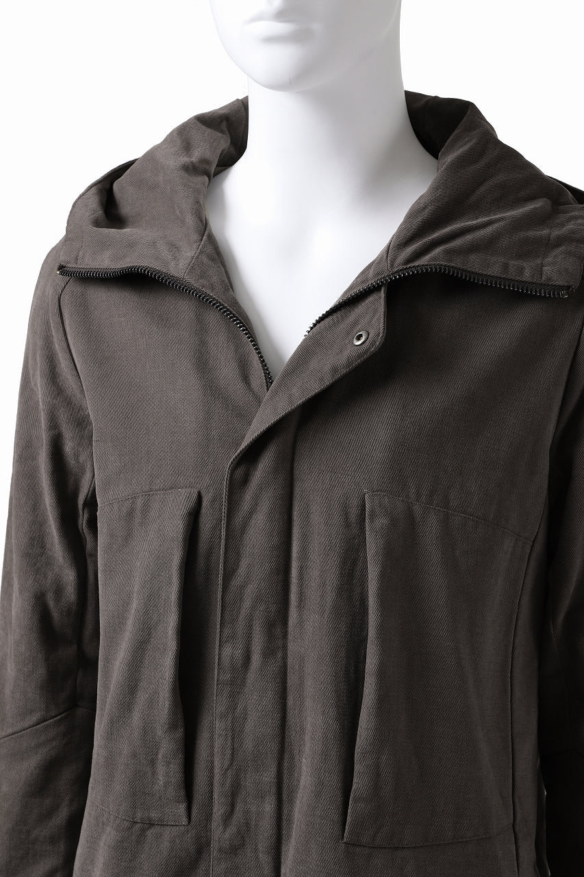 daub PADDED MT-HOOD JACKET / SOFT COTTON TWILL (KHAKI GREY) - Image 13