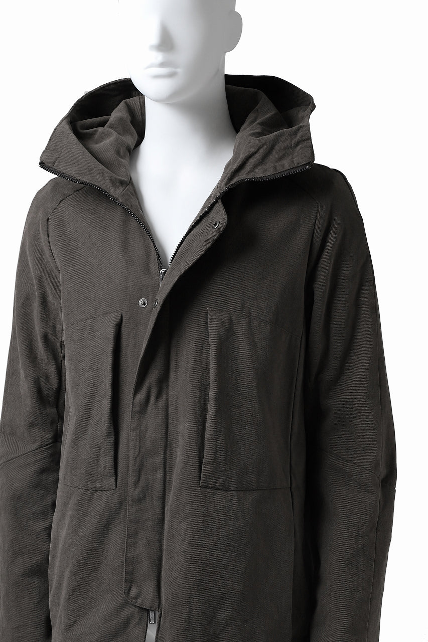 daub PADDED MT-HOOD JACKET / SOFT COTTON TWILL (KHAKI GREY) - Image 14