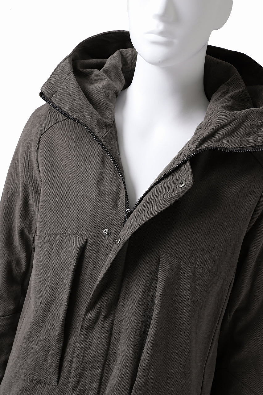 daub PADDED MT-HOOD JACKET / SOFT COTTON TWILL (KHAKI GREY) - Image 15