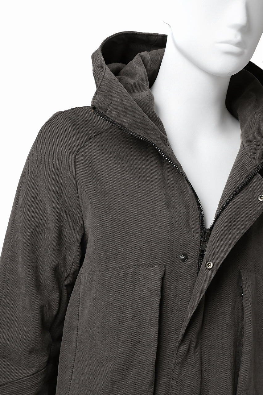 daub PADDED MT-HOOD JACKET / SOFT COTTON TWILL (KHAKI GREY) - Image 16