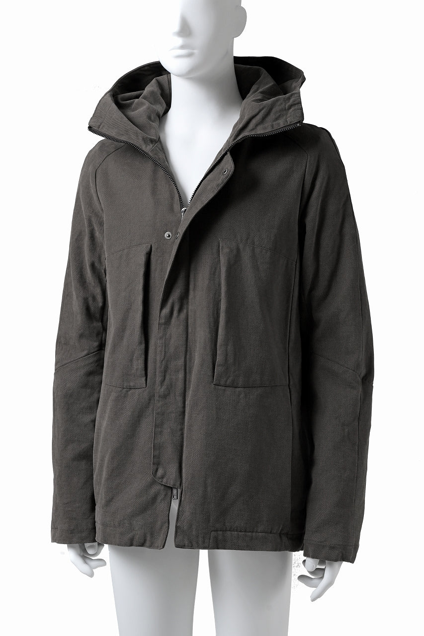 daub PADDED MT-HOOD JACKET / SOFT COTTON TWILL (KHAKI GREY) - Image 2