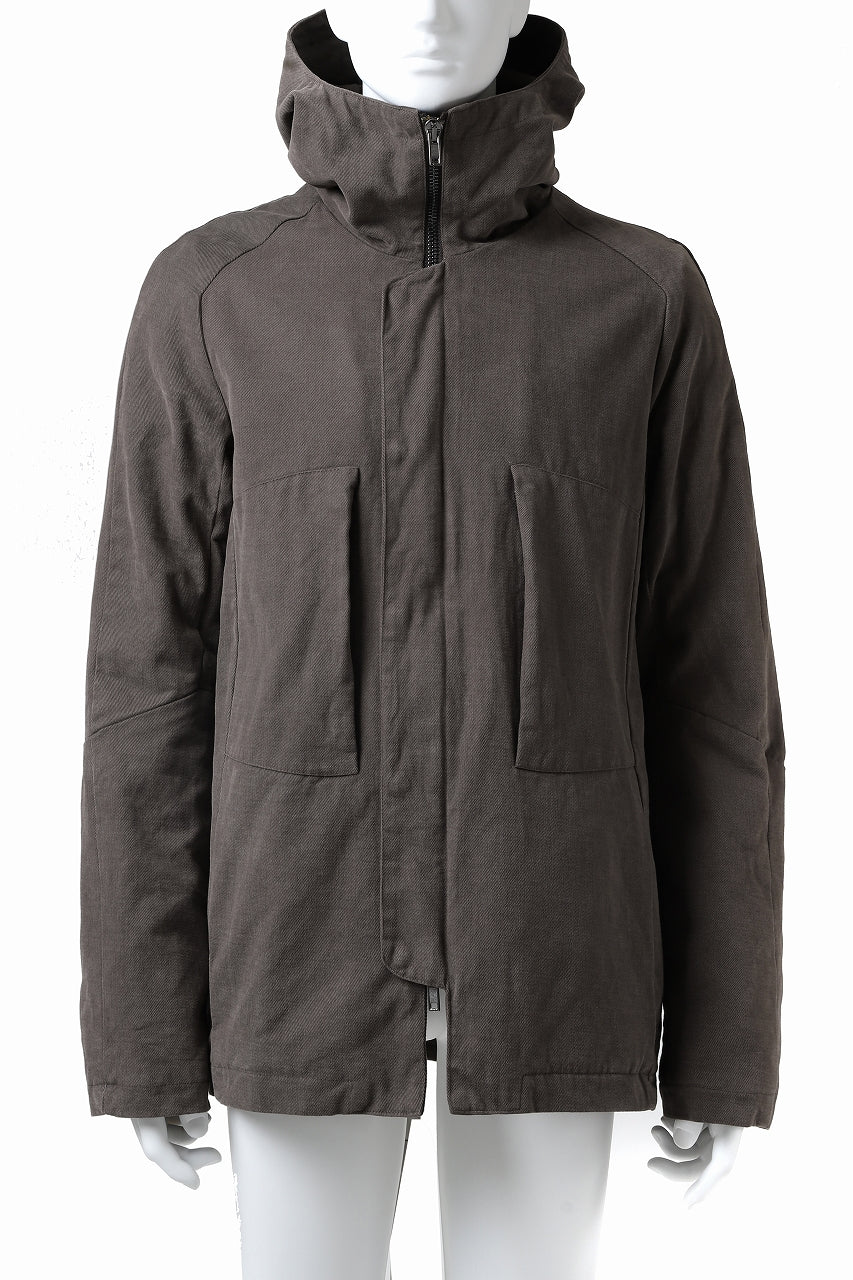 daub PADDED MT-HOOD JACKET / SOFT COTTON TWILL (KHAKI GREY) - Image 3
