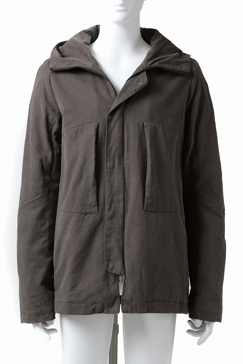 daub PADDED MT-HOOD JACKET / SOFT COTTON TWILL (KHAKI GREY) - Image 4