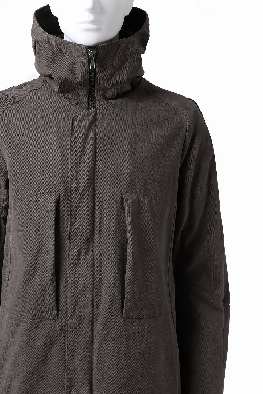 daub PADDED MT-HOOD JACKET / SOFT COTTON TWILL (KHAKI GREY) - Image 9