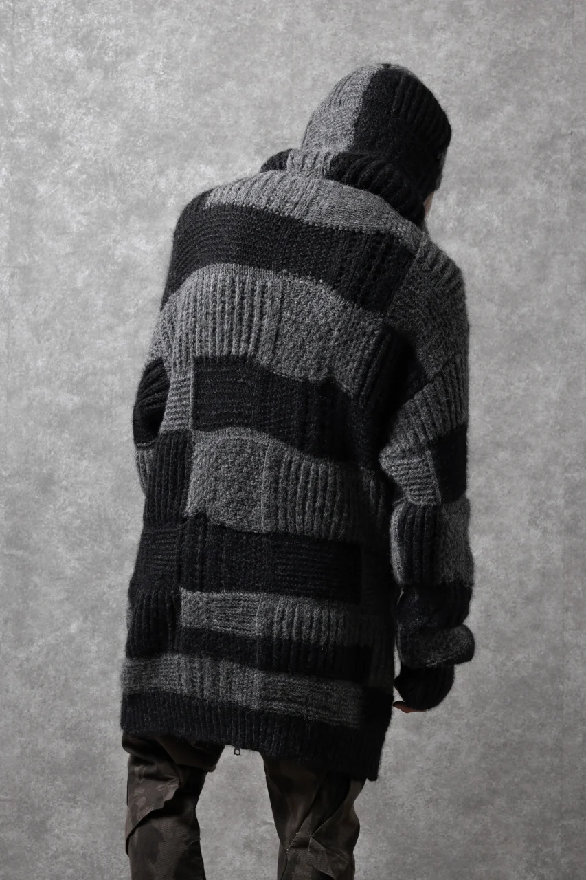 daub PATCHWORK JACQUARD KNIT HOODED JACKET / ALPACA WOOL (D. GREY×BLACK) - Image 36