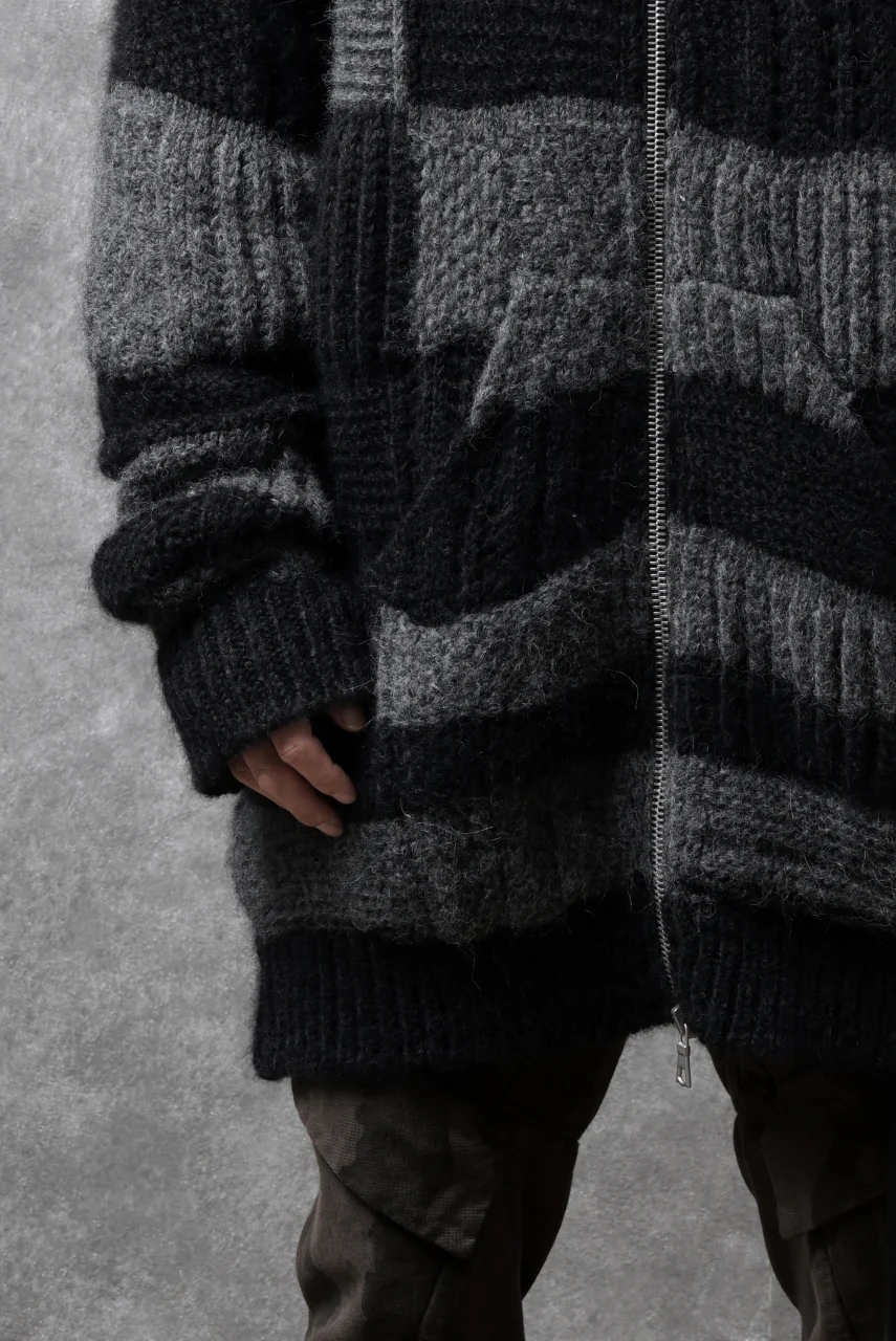 daub PATCHWORK JACQUARD KNIT HOODED JACKET / ALPACA WOOL (D. GREY×BLACK) - Image 41