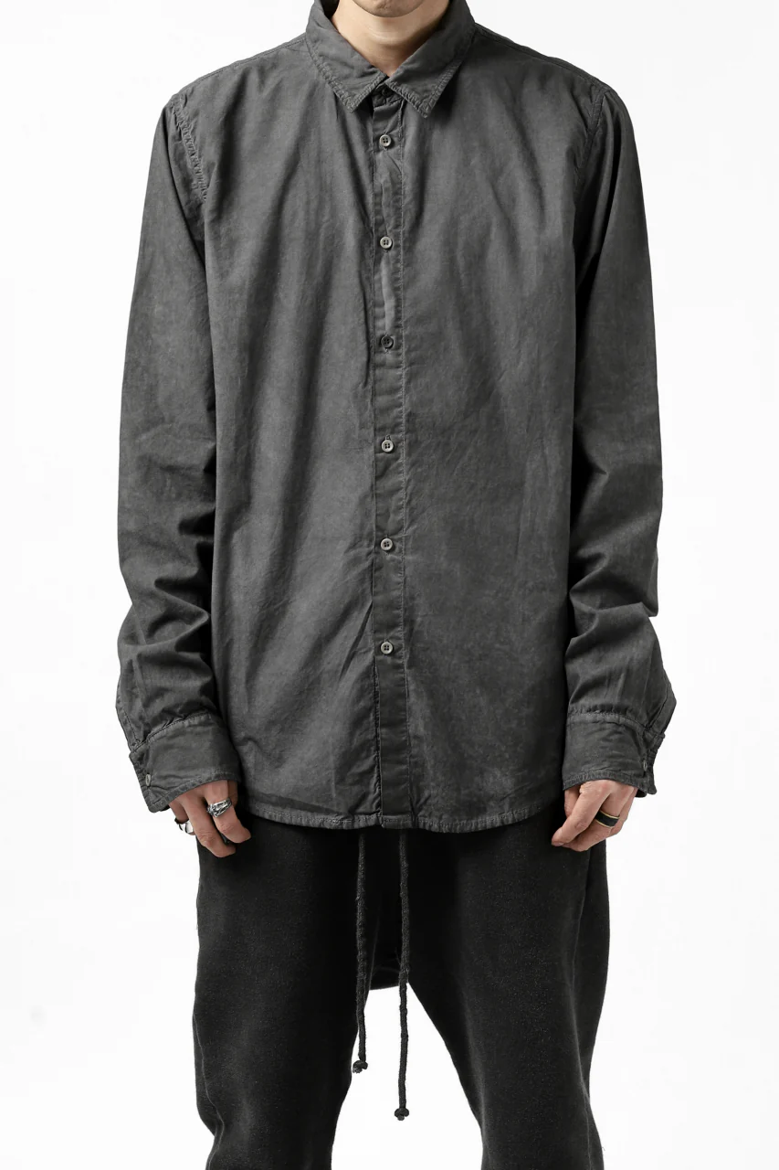 daub PLAIN COLLAR SHIRT / COLD DYED ORGANIC COTTON (DARK GREY) - Image 19