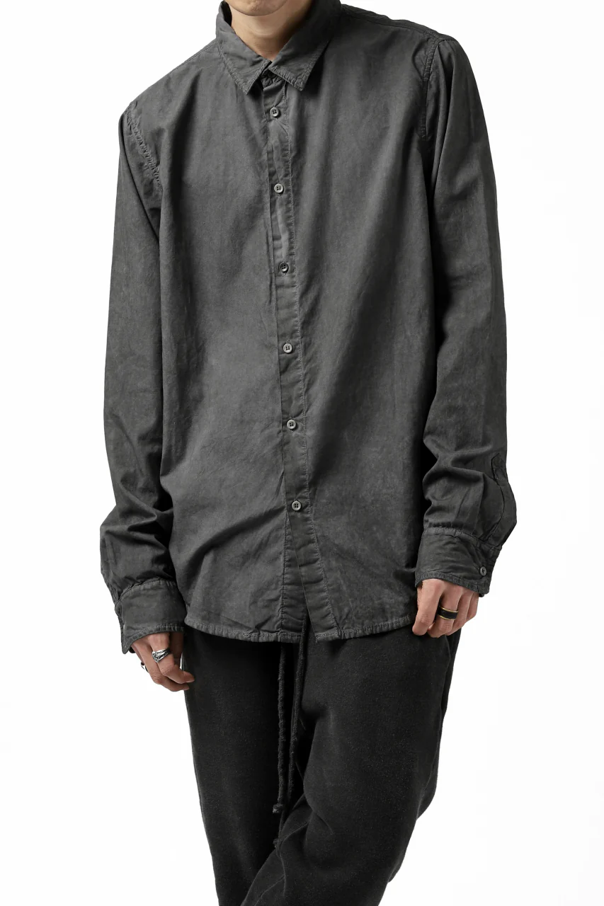daub PLAIN COLLAR SHIRT / COLD DYED ORGANIC COTTON (DARK GREY) - Image 2