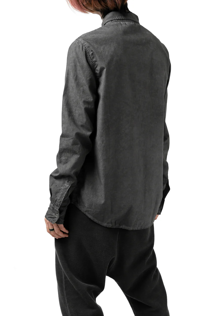 daub PLAIN COLLAR SHIRT / COLD DYED ORGANIC COTTON (DARK GREY) - Image 26