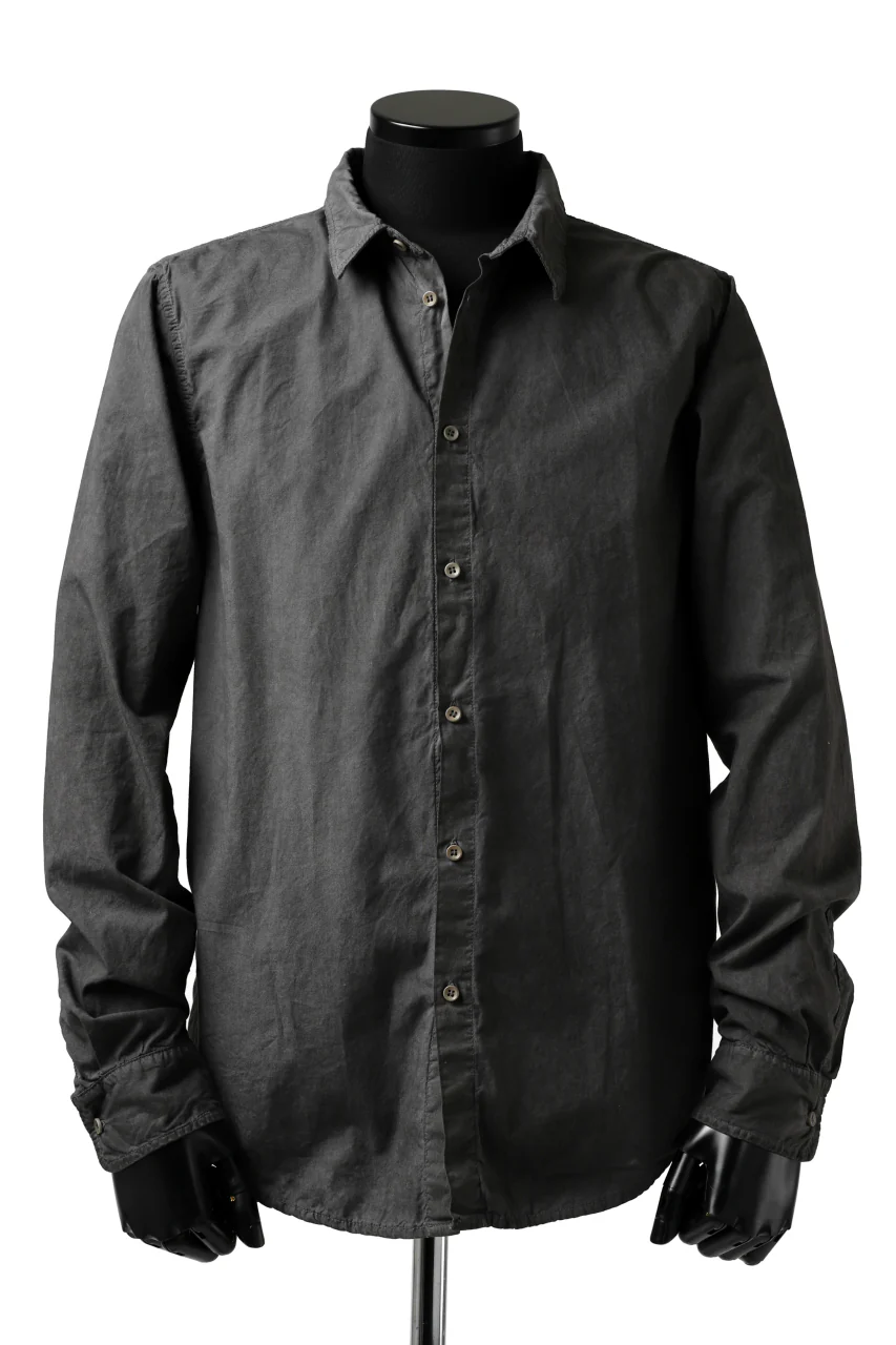 daub PLAIN COLLAR SHIRT / COLD DYED ORGANIC COTTON (DARK GREY) - Image 3