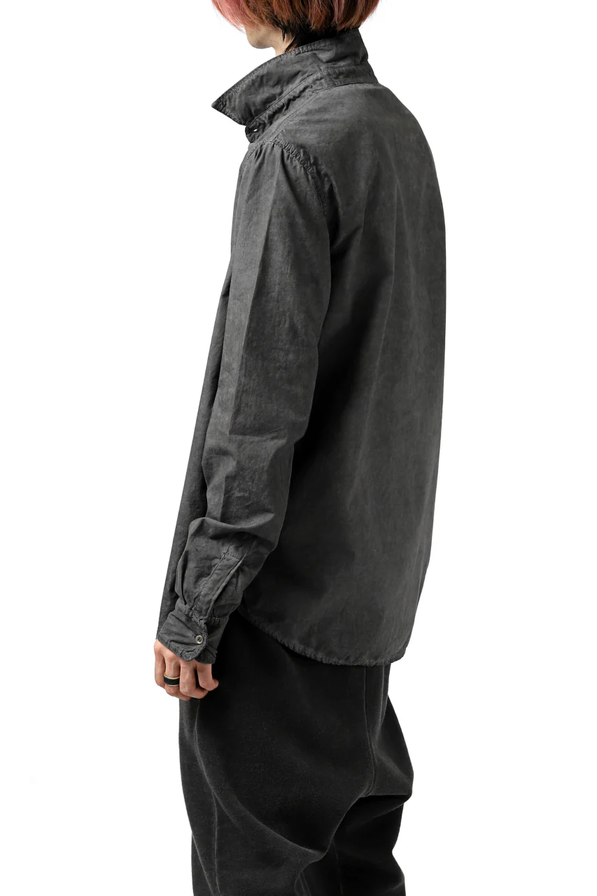 daub PLAIN COLLAR SHIRT / COLD DYED ORGANIC COTTON (DARK GREY) - Image 30