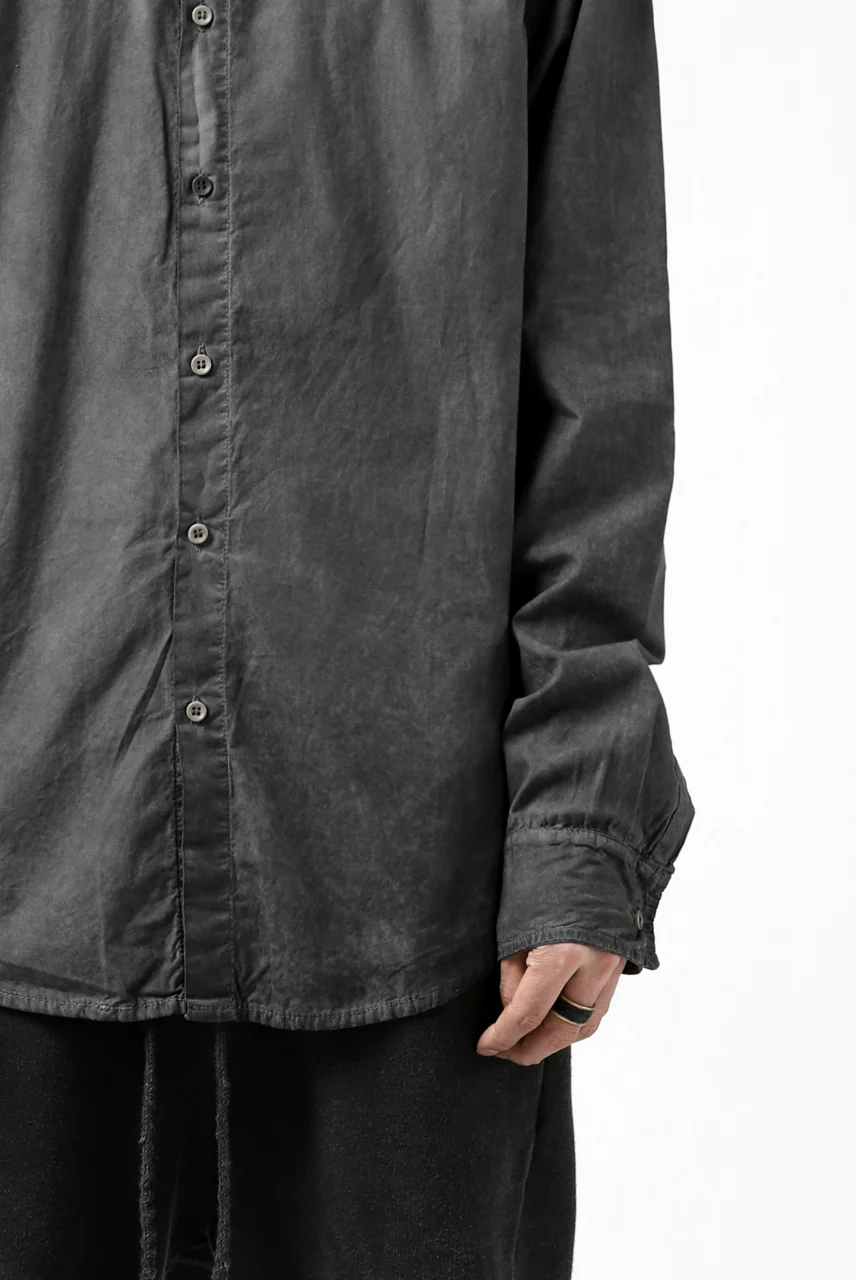 daub PLAIN COLLAR SHIRT / COLD DYED ORGANIC COTTON (DARK GREY) - Image 32