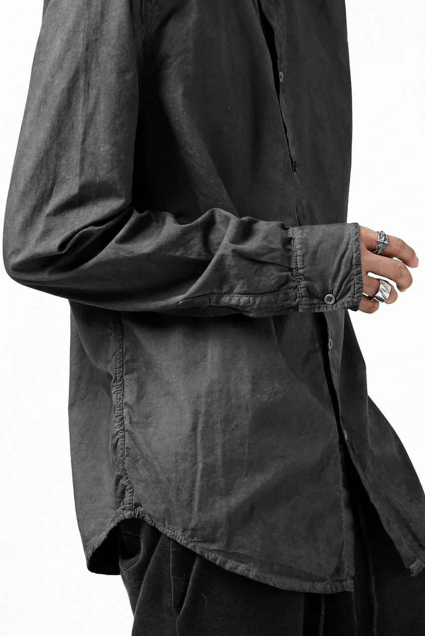 daub PLAIN COLLAR SHIRT / COLD DYED ORGANIC COTTON (DARK GREY) - Image 34