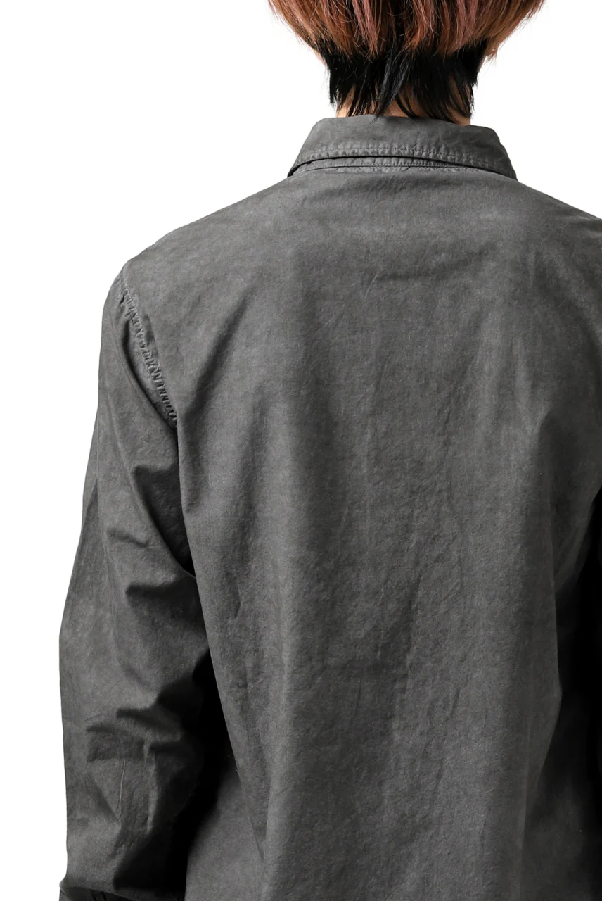 daub PLAIN COLLAR SHIRT / COLD DYED ORGANIC COTTON (DARK GREY) - Image 37