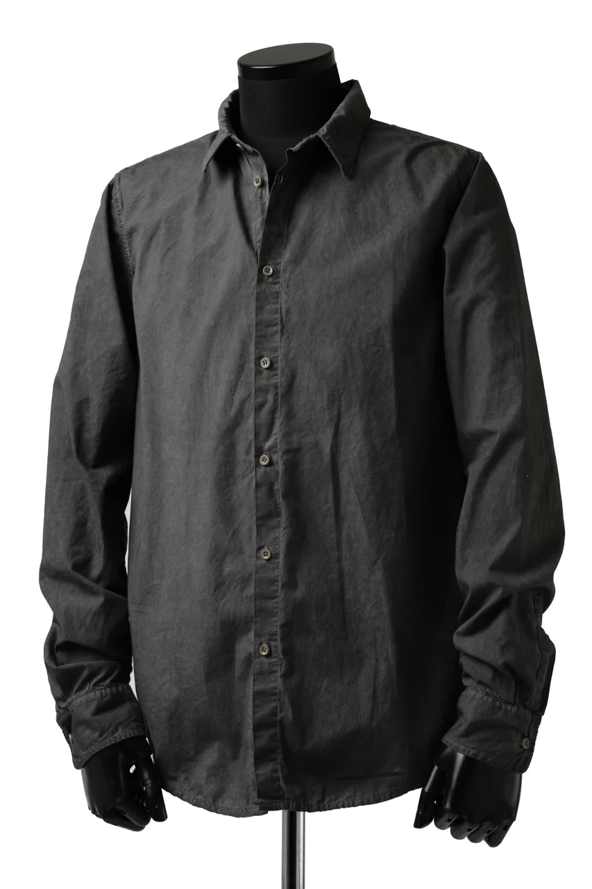 daub PLAIN COLLAR SHIRT / COLD DYED ORGANIC COTTON (DARK GREY) - Image 4