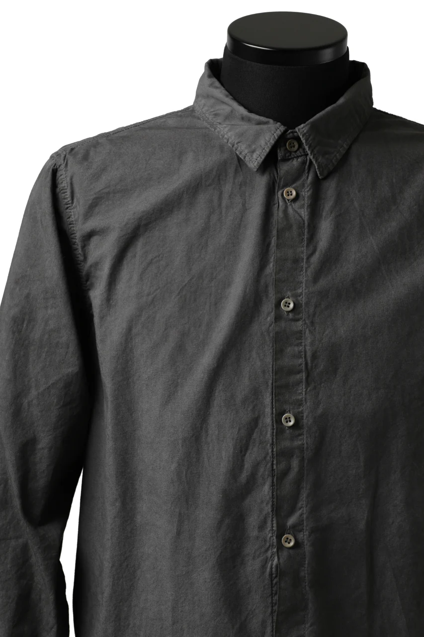 daub PLAIN COLLAR SHIRT / COLD DYED ORGANIC COTTON (DARK GREY) - Image 8