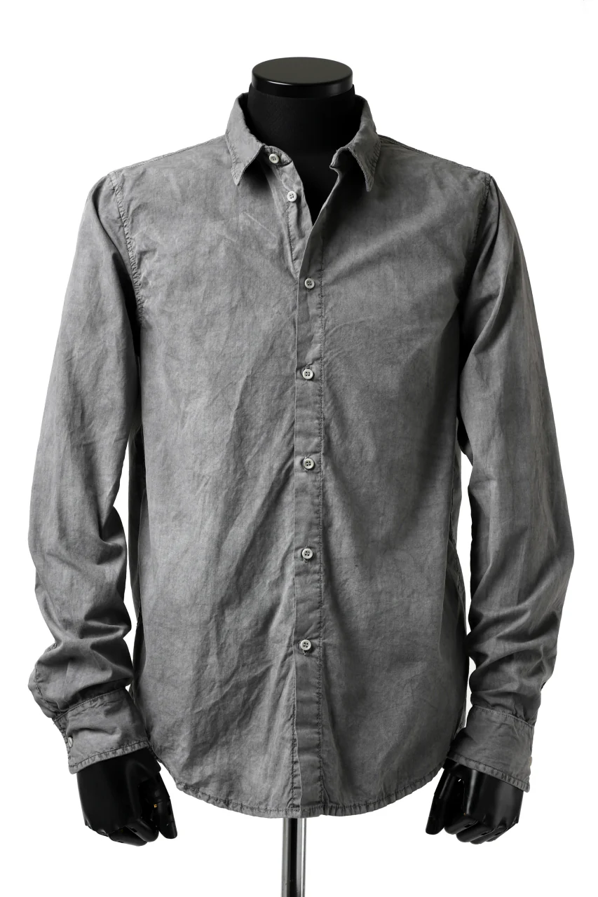 daub PLAIN COLLAR SHIRT / COLD DYED ORGANIC COTTON (GREY)