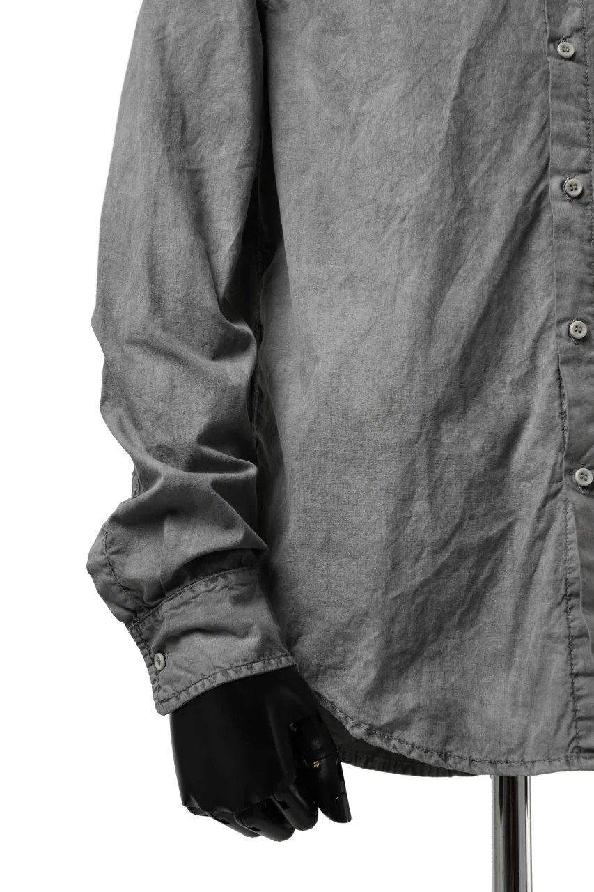 daub PLAIN COLLAR SHIRT / COLD DYED ORGANIC COTTON (GREY) - Image 10