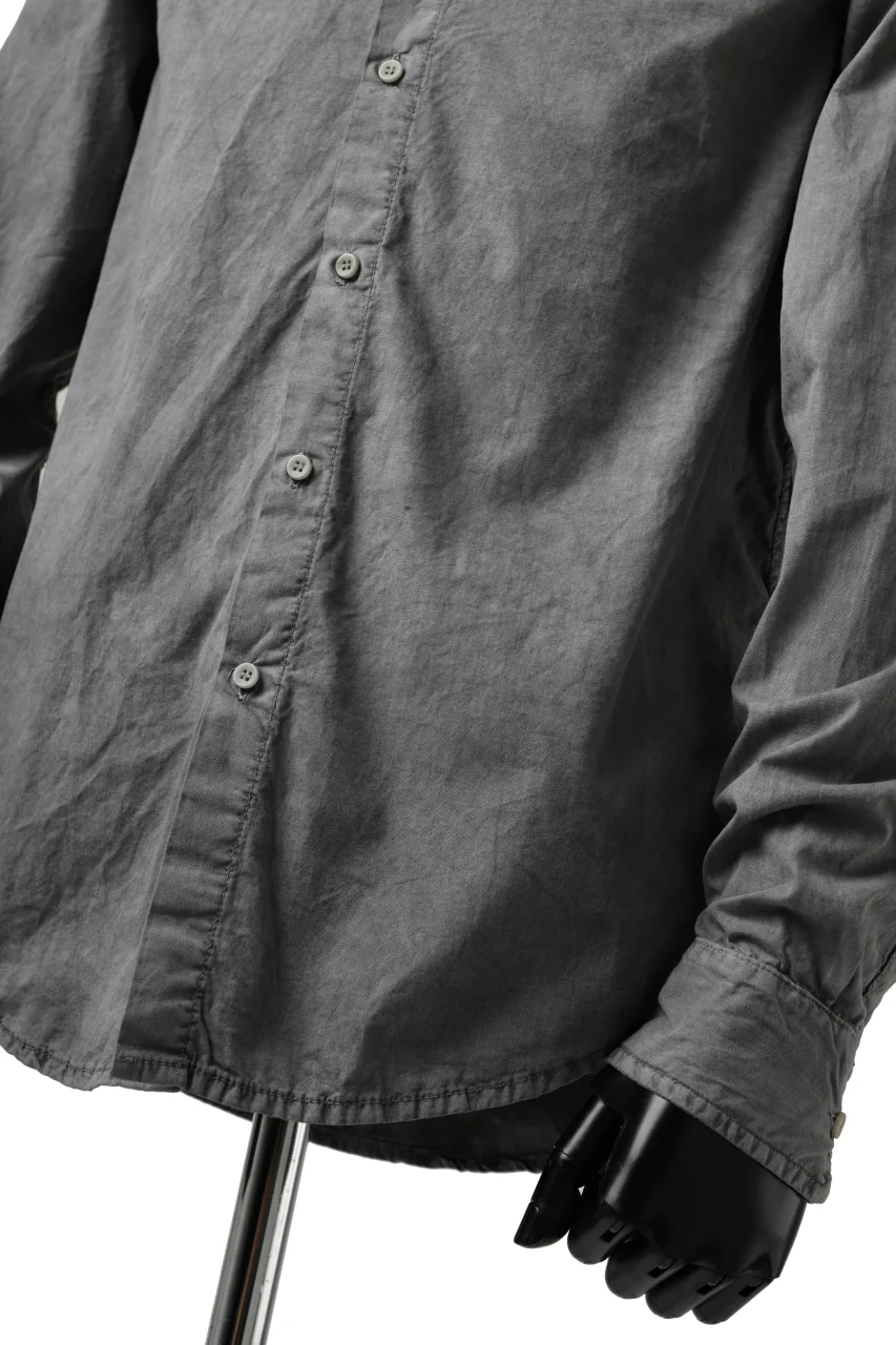daub PLAIN COLLAR SHIRT / COLD DYED ORGANIC COTTON (GREY) - Image 15