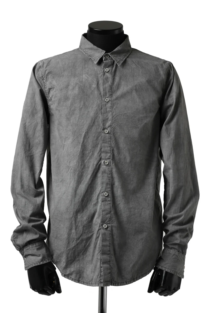 daub PLAIN COLLAR SHIRT / COLD DYED ORGANIC COTTON (GREY) - Image 2