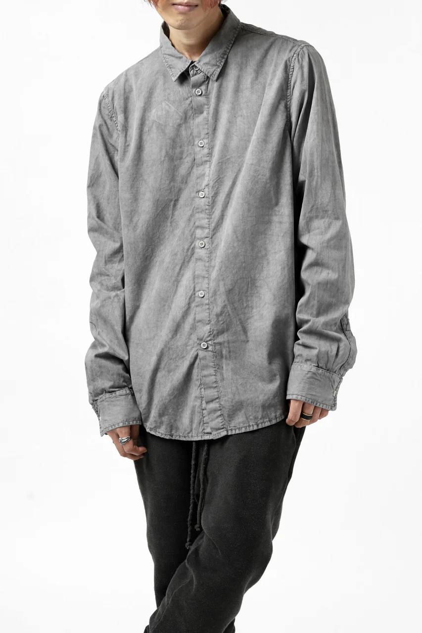 daub PLAIN COLLAR SHIRT / COLD DYED ORGANIC COTTON (GREY) - Image 21