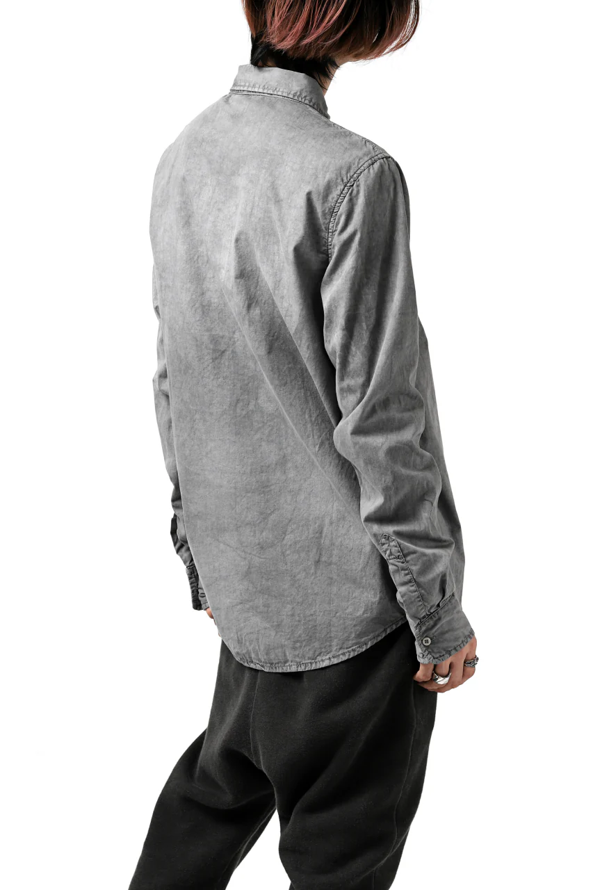 daub PLAIN COLLAR SHIRT / COLD DYED ORGANIC COTTON (GREY) - Image 28