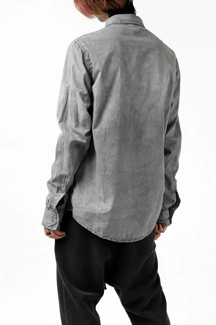 daub PLAIN COLLAR SHIRT / COLD DYED ORGANIC COTTON (GREY) - Image 29