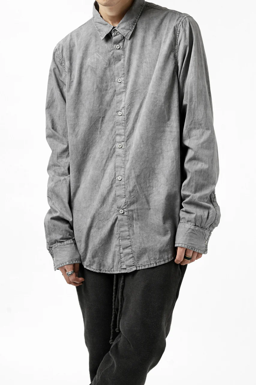 daub PLAIN COLLAR SHIRT / COLD DYED ORGANIC COTTON (GREY) - Image 3
