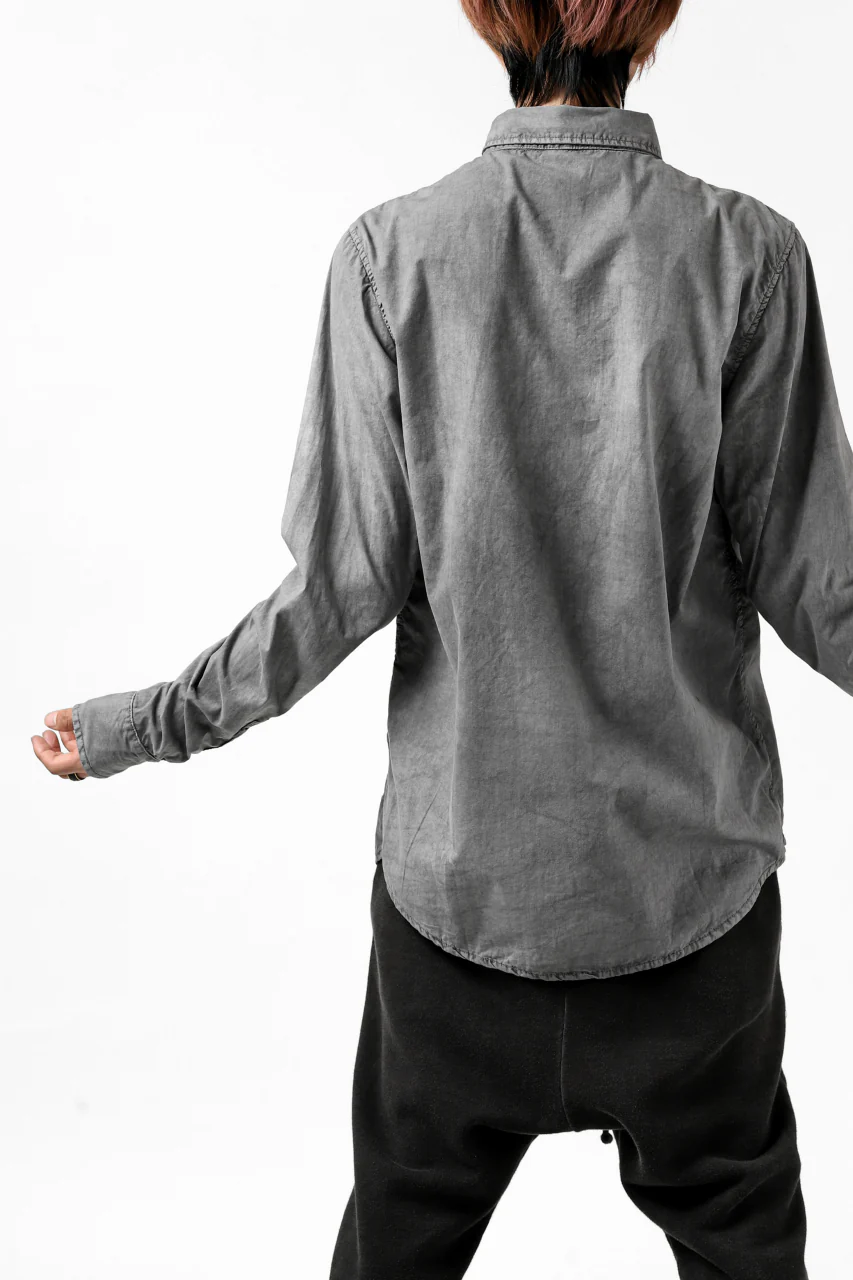 daub PLAIN COLLAR SHIRT / COLD DYED ORGANIC COTTON (GREY) - Image 30