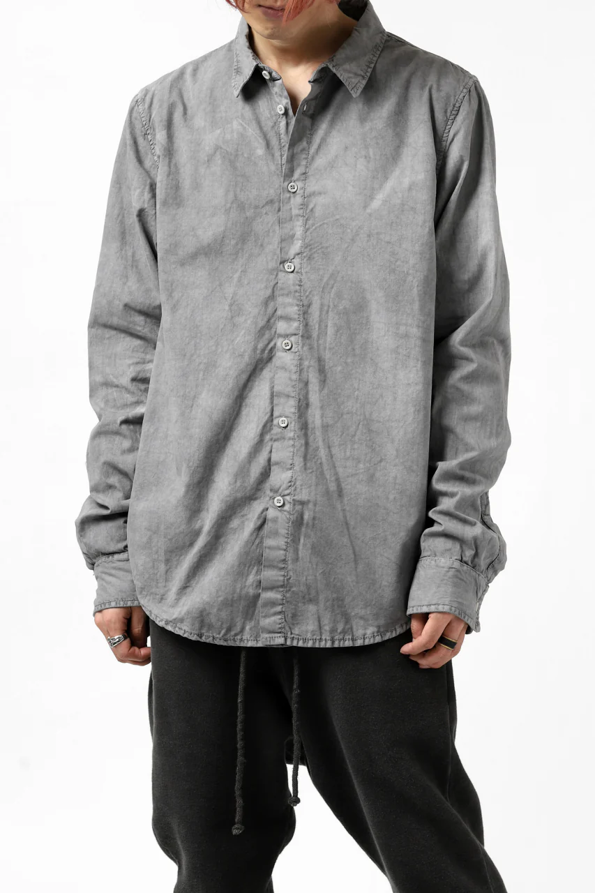 daub PLAIN COLLAR SHIRT / COLD DYED ORGANIC COTTON (GREY) - Image 32