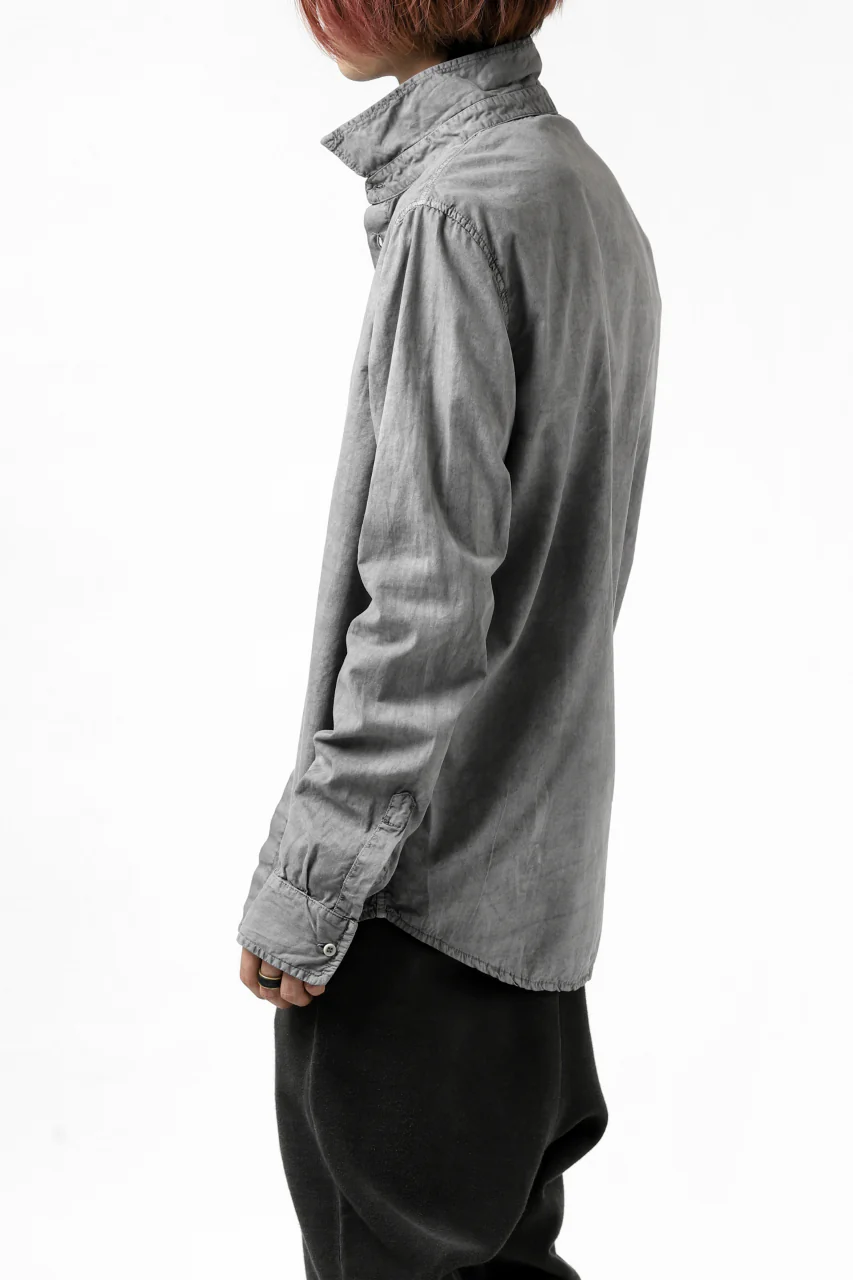 daub PLAIN COLLAR SHIRT / COLD DYED ORGANIC COTTON (GREY) - Image 33