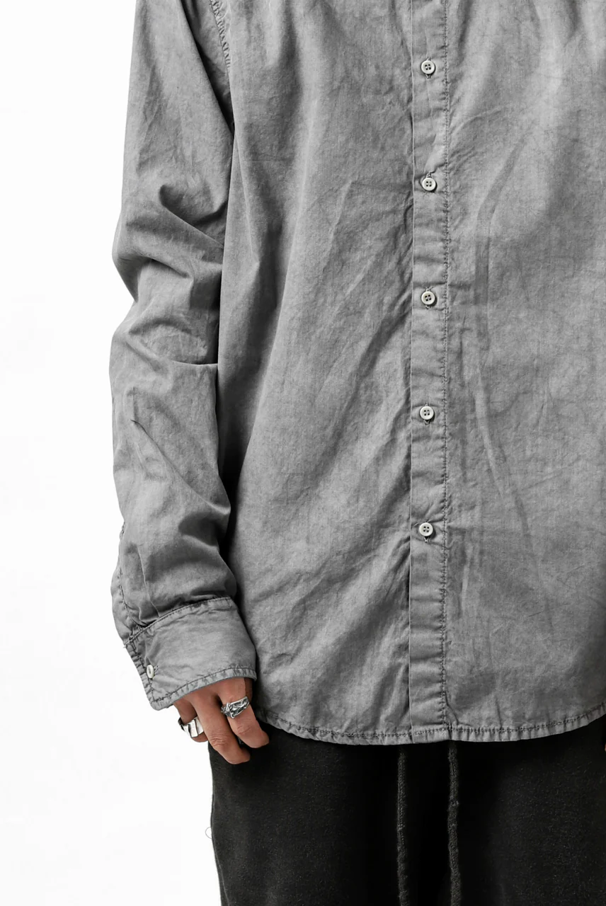 daub PLAIN COLLAR SHIRT / COLD DYED ORGANIC COTTON (GREY) - Image 35
