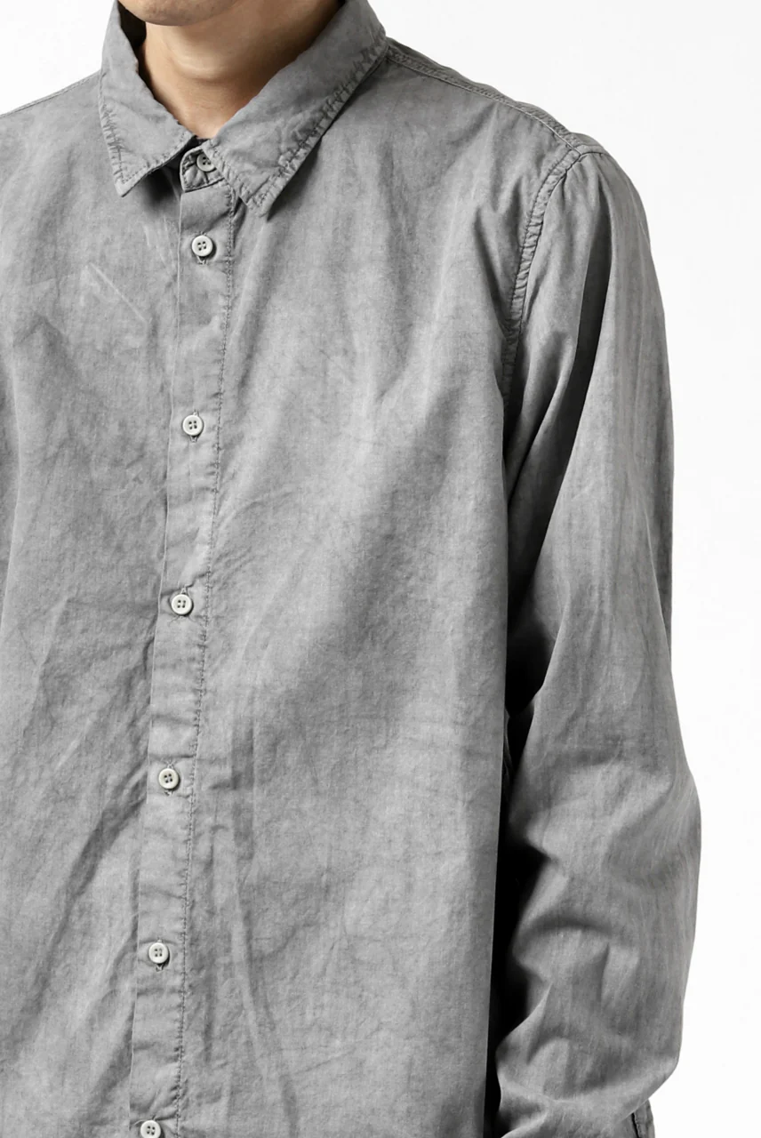 daub PLAIN COLLAR SHIRT / COLD DYED ORGANIC COTTON (GREY) - Image 36