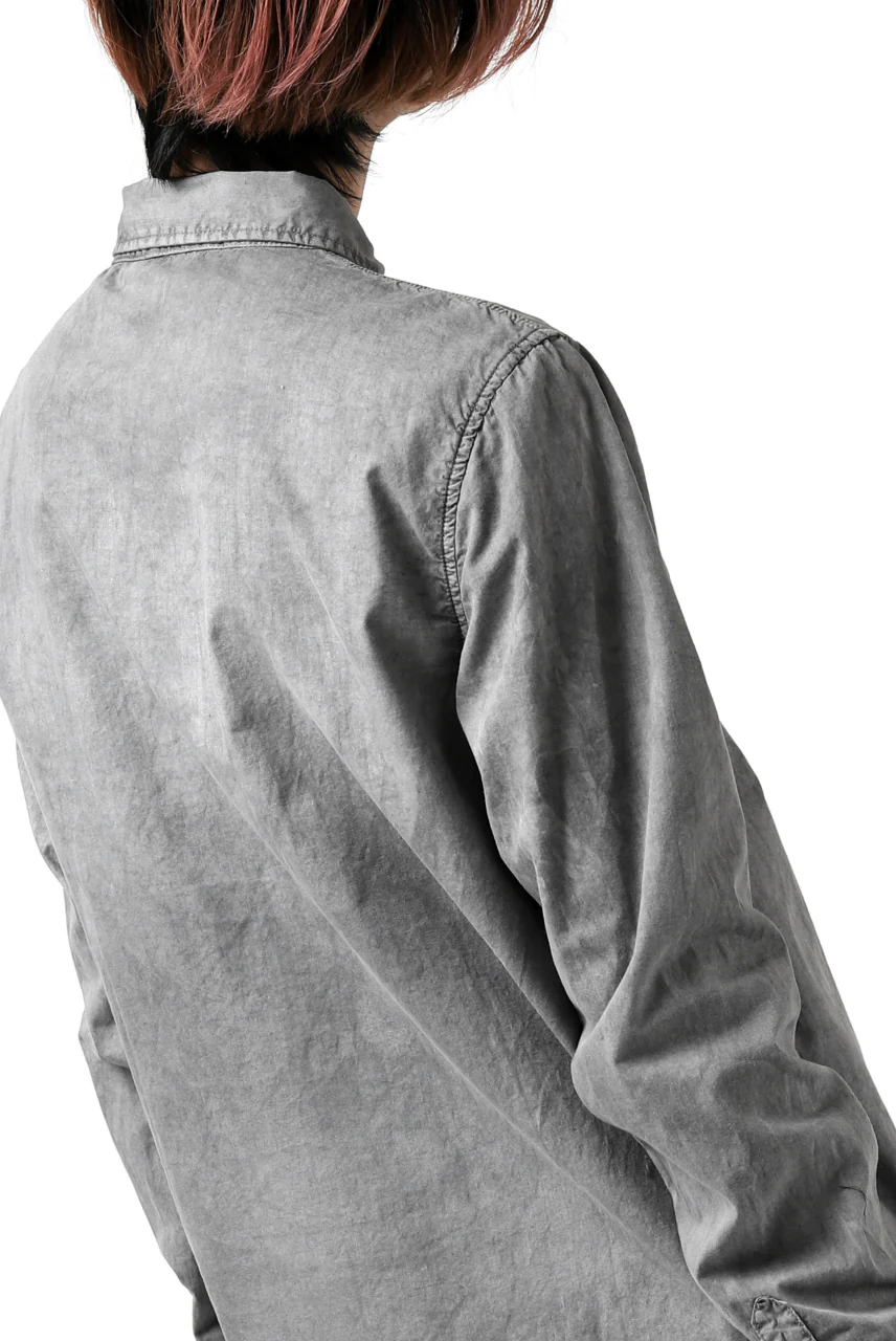 daub PLAIN COLLAR SHIRT / COLD DYED ORGANIC COTTON (GREY) - Image 38