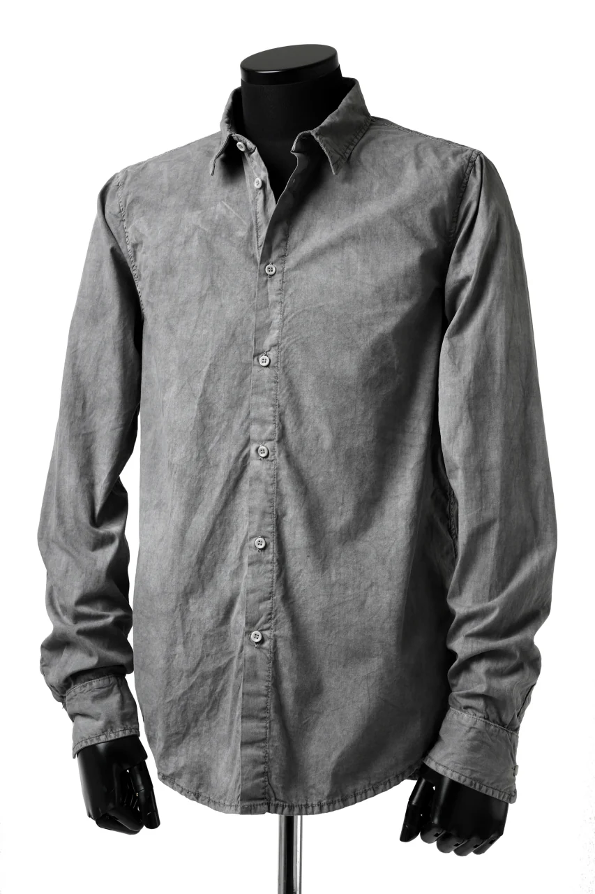 daub PLAIN COLLAR SHIRT / COLD DYED ORGANIC COTTON (GREY) - Image 4